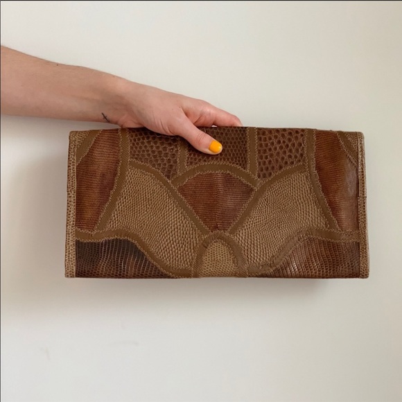 Vintage python and snakeskin Carlos falchi clutch - Picture 2 of 5